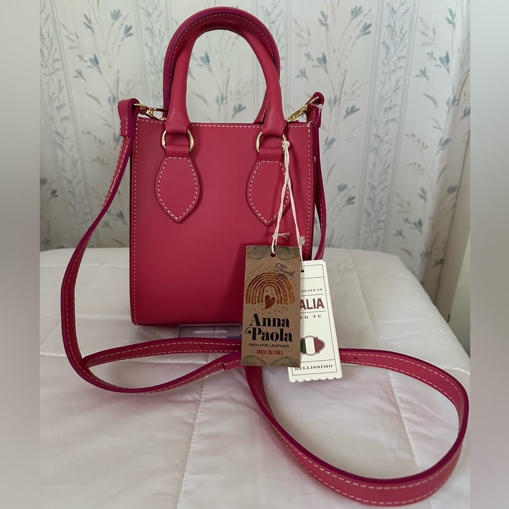 Anna Paola Pink Leather Mini Crossbody